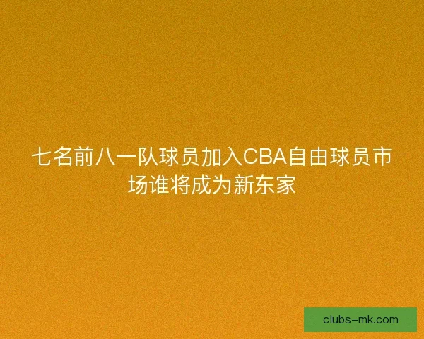 七名前八一队球员加入CBA自由球员市场谁将成为新东家